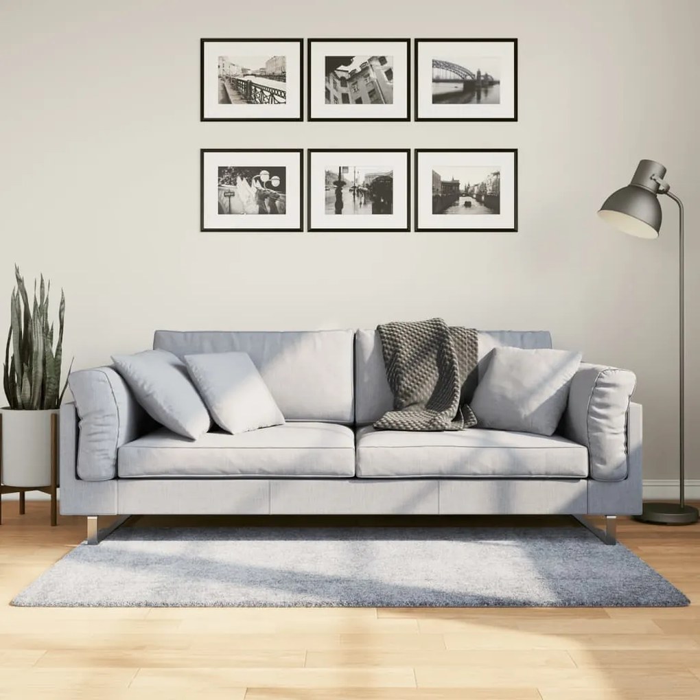 Shaggy koberec PAMPLONA, vysoký vlas, moderný, modrý 80x150 cm 375317