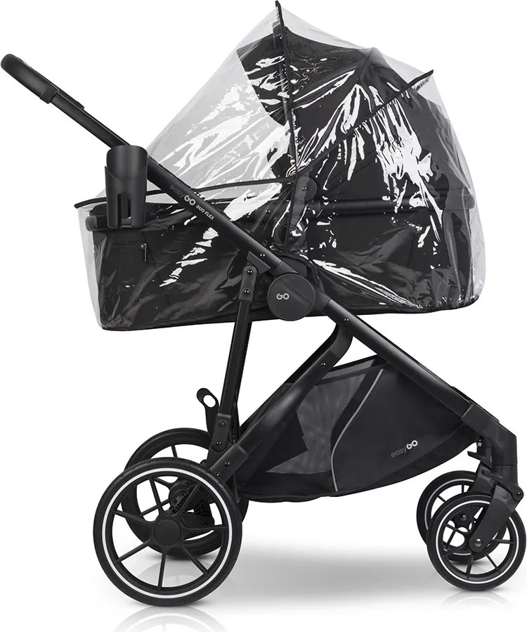 Súrodenecký kočík EasyGo Duoflex Ebony Black, 2 športové časti , 1 hlboká vanička