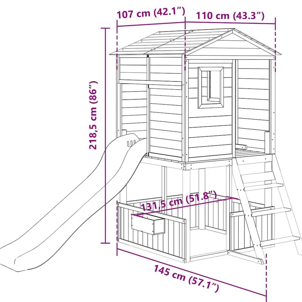 Vonkajšia súprava na hranie masívna jedľa