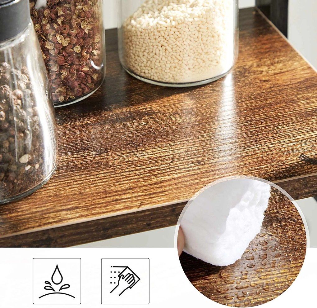 Stolný organizér, 2-úrovňový stojan na korenie, rustikálny hnedý a čierny