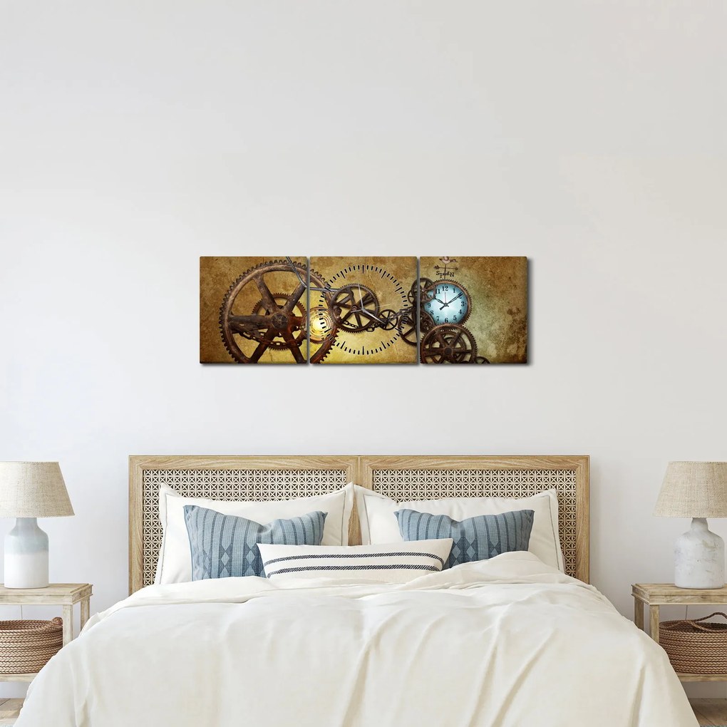 Obraz strojčekov historických hodín (s hodinami) (90x30 cm)