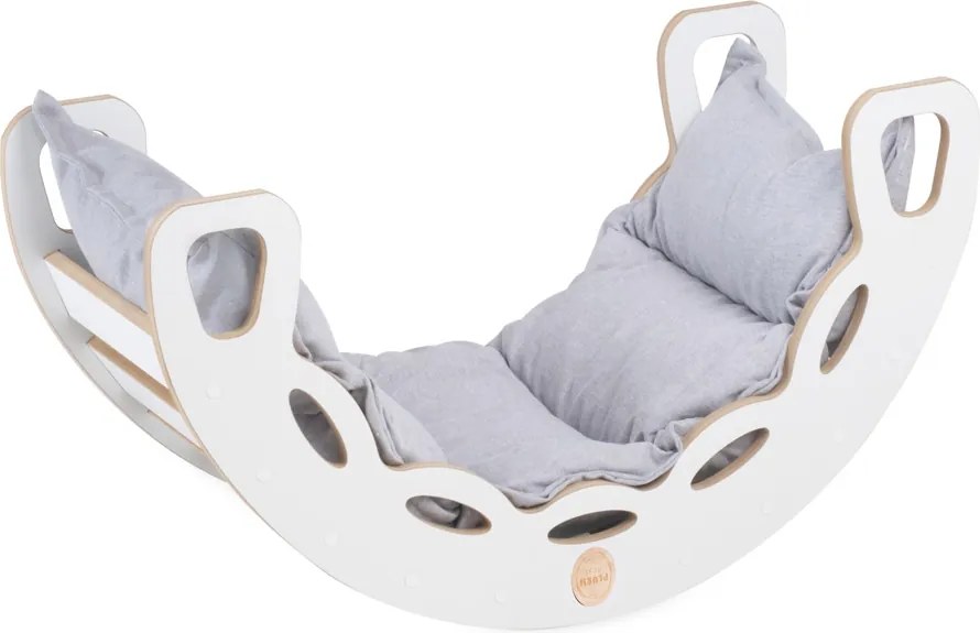 Multifunkčná detská súprava 4v1 – hojdačka, šmykľavka a vankúš svetlosivá