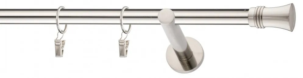 Dekorstudio Niklová jednoradová garniža CAPRI 19mm Dĺžka: 220cm, Typ uchytenia: Držiak modern, Typ príslušenstva: Krúžky tiché so štipcami