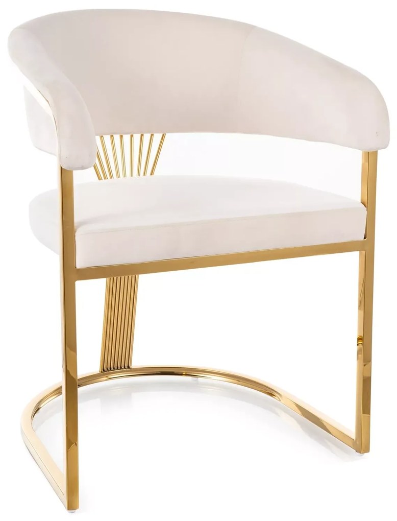 Jedálenská stolička Crown Velvet – svetlobéžová