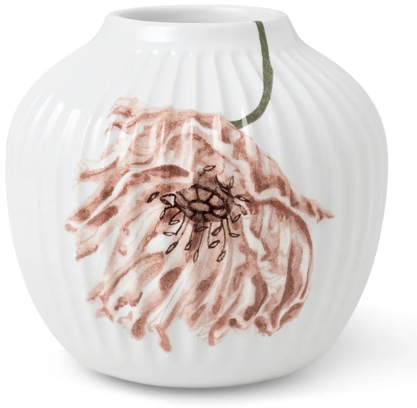 Biela porcelánová váza Kähler Design Poppy, výška 13 cm