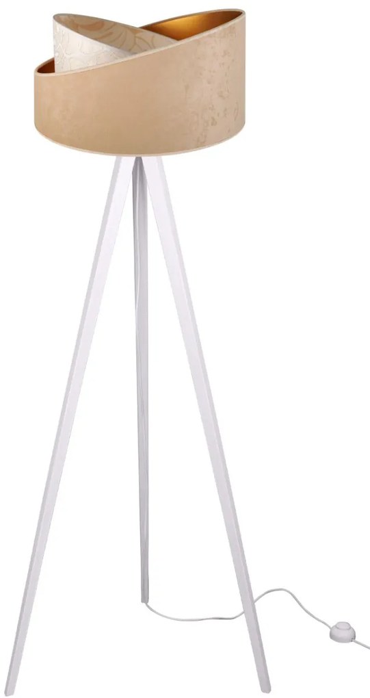 Stojacia lampa Werona 7, 1x béžové/krémové textilné tienidlo so vzorom, g, w