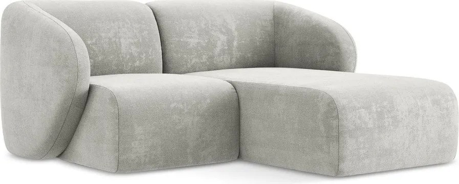 Svetlosivá ženilková rohová pohovka (pravý roh/s leňoškou) Lani – Makamii