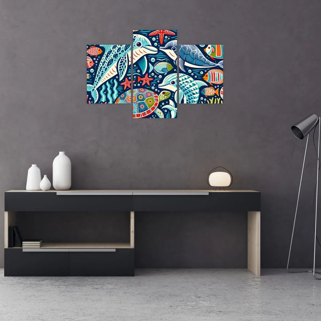 Obraz – Kreslené vodné zvieratká (90x60 cm)