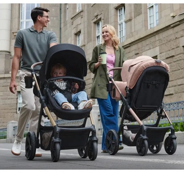 KINDERKRAFT-Kombinovaný kočík 3v1 MOOV 2 AIR Pure black + autosedačka MINK PRO