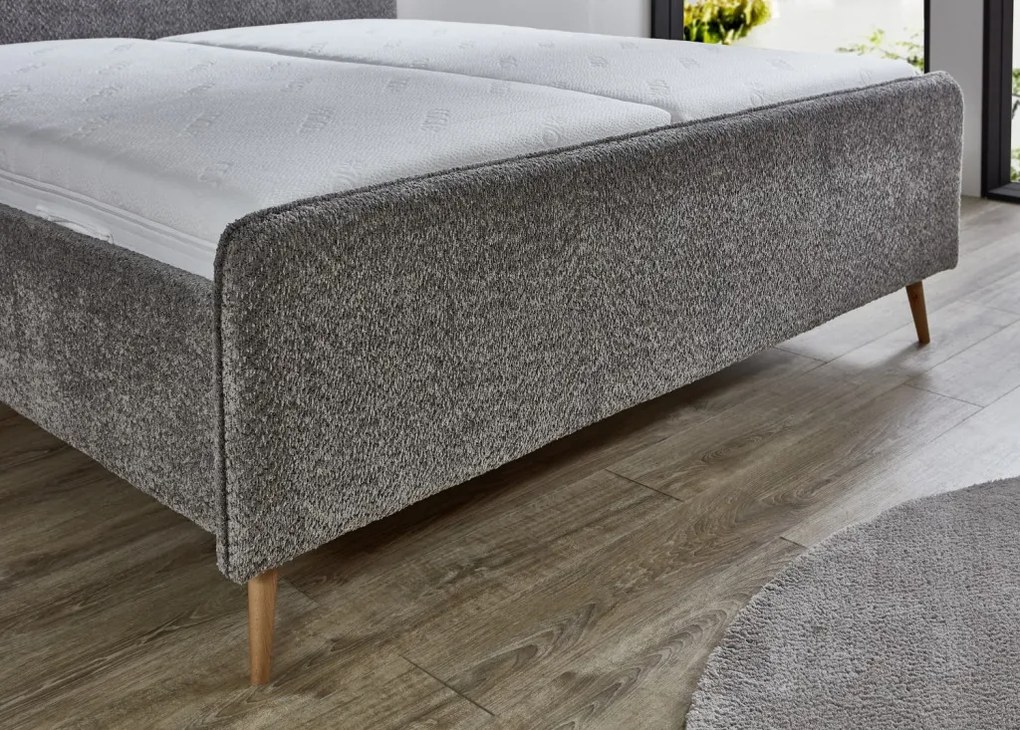 Posteľ Herning 180x200 cm, šedá štruktúrovaná látka