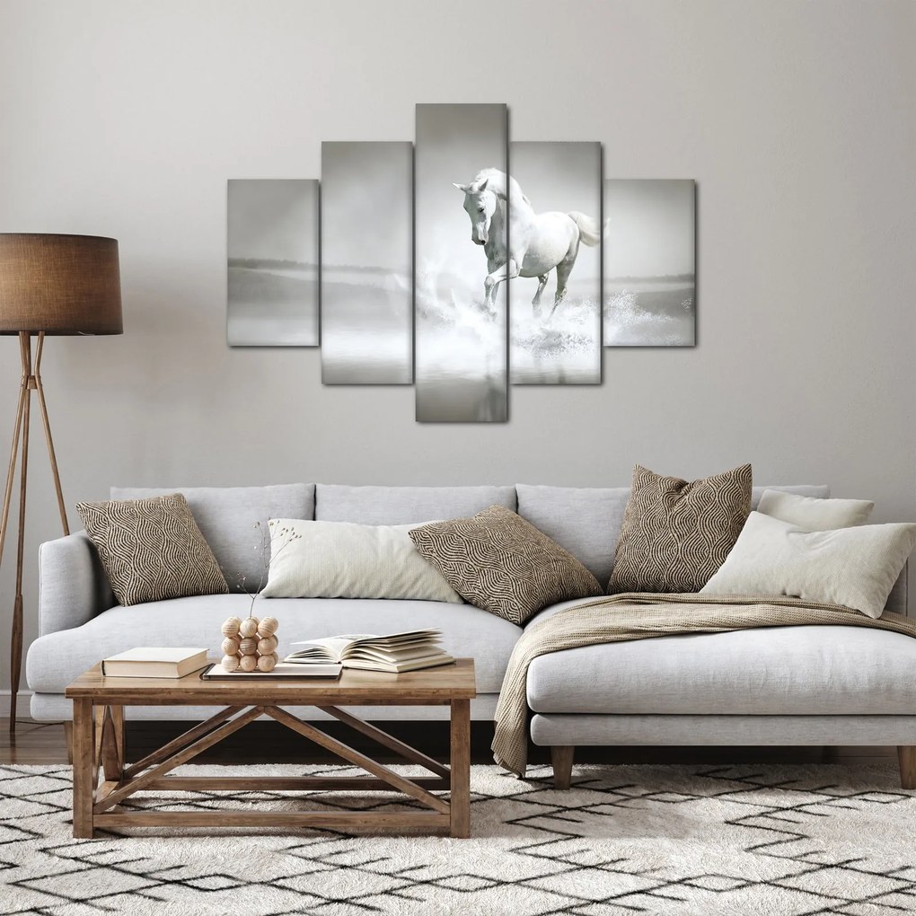 Obraz - Biely kôň (150x105 cm)