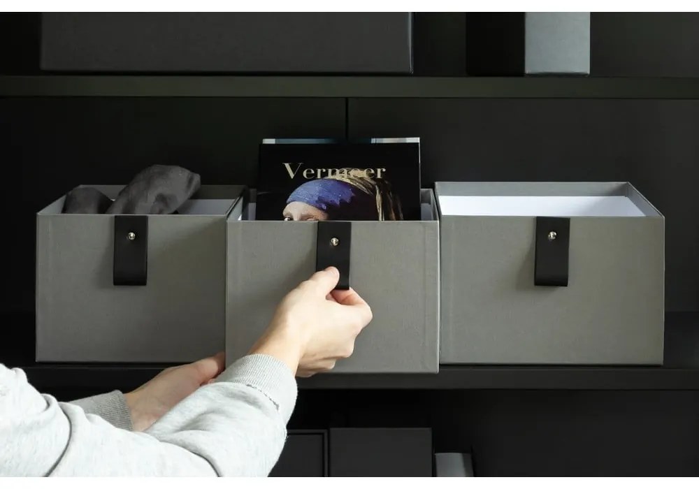 Sivé kartónové úložné boxy v súprave 3 ks 20,5x29,5x14,5 cm Aston Paper Laminate – Bigso