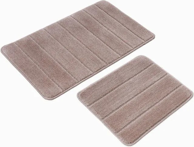 Hnedé kúpeľňové predložky v súprave 2 ks 50x80 cm Yeni Cizgli – Foutastic