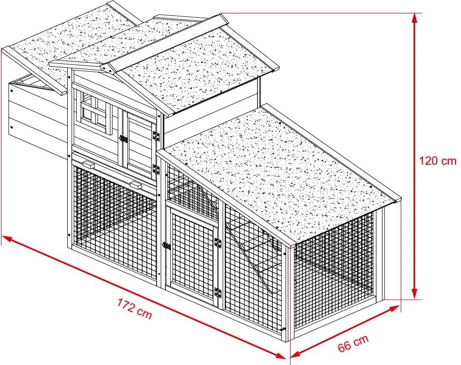 Kurník Avenberg COOPER 172 x 66 x 120 cm (hnedý)