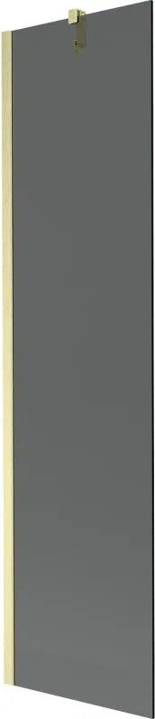 Mexen Next, 1-krídlová vaňová zástena 50 x 150 cm, 6mm šedé sklo, zlatá matná, 895-050-000-00-40-55