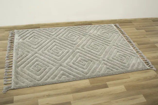 Koberec Berber 7061 l. Romby 3D jasný sivý