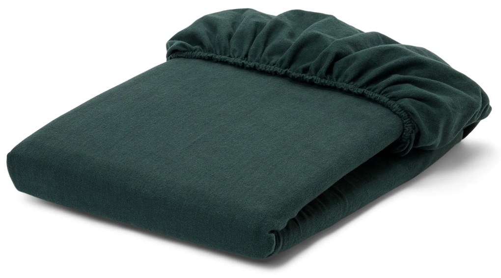 Flanelové napínacie prestieradlo, tmavozelené, nadmerná veľkosť