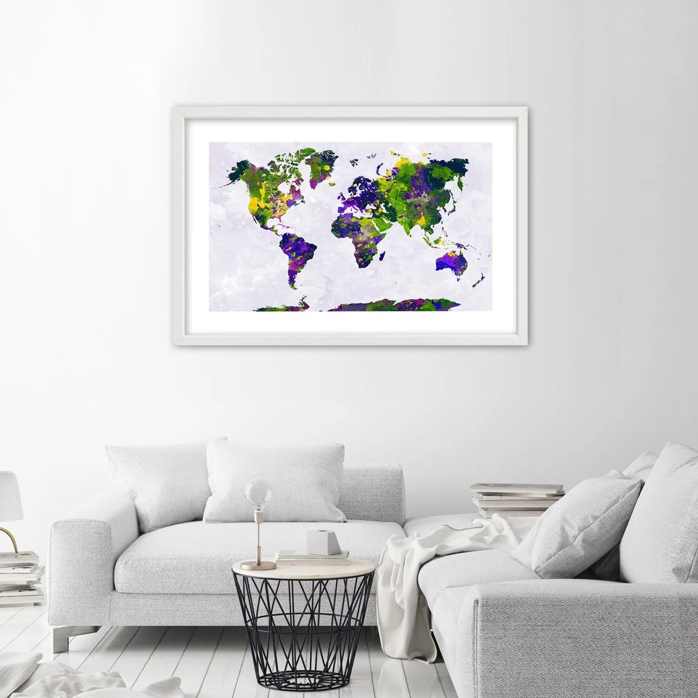 Gario Plagát Maľovaná mapa sveta Farba rámu: Bez rámu, Rozmery: 30 x 20 cm