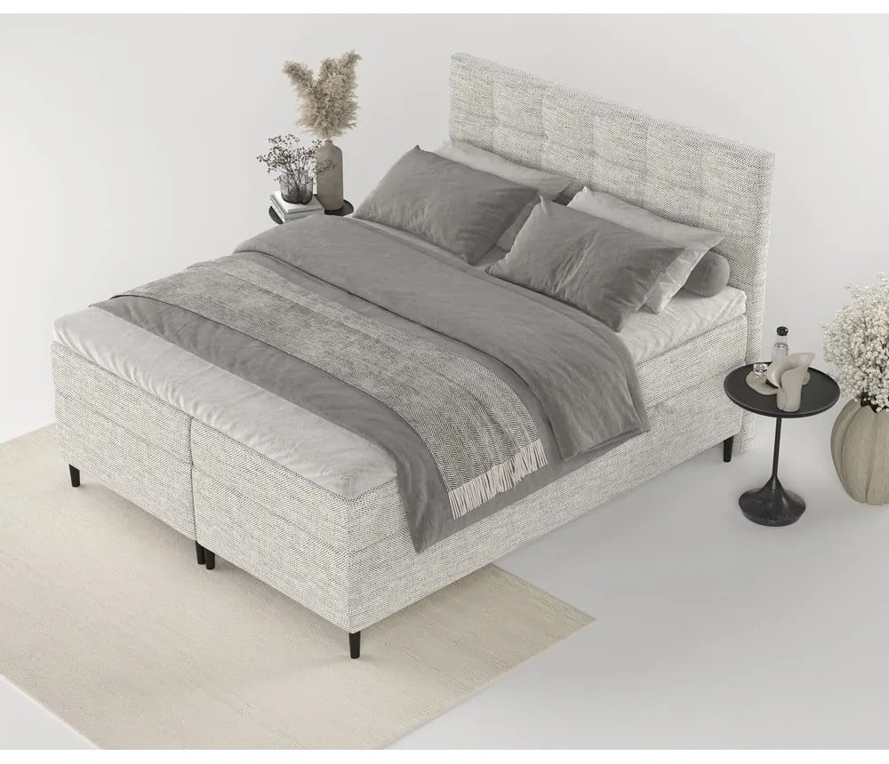 Svetlosivá boxspring posteľ s úložným priestorom 160x200 cm Urbaneo – Maison de Rêve