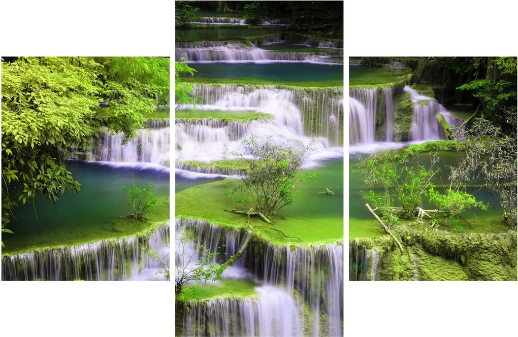 Obraz - Vodopády Huay Mae Khamin, Kanchanaburi, Thajsko (90x60 cm)
