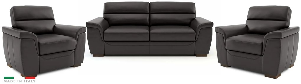 Kožená sedacia súprava ROSSO II 3+1+1, tm. šedá (grigio 311)