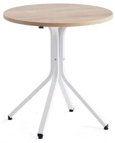 Stôl VARIOUS, Ø700x740 mm, biela, dub