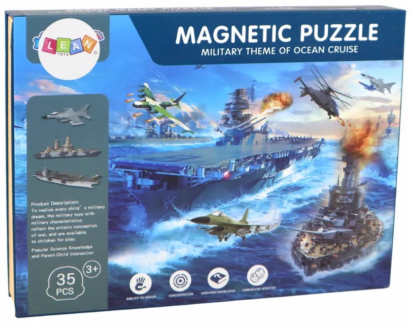 Lean Toys Sada edukačných magnetických puzzle – vojenské lode