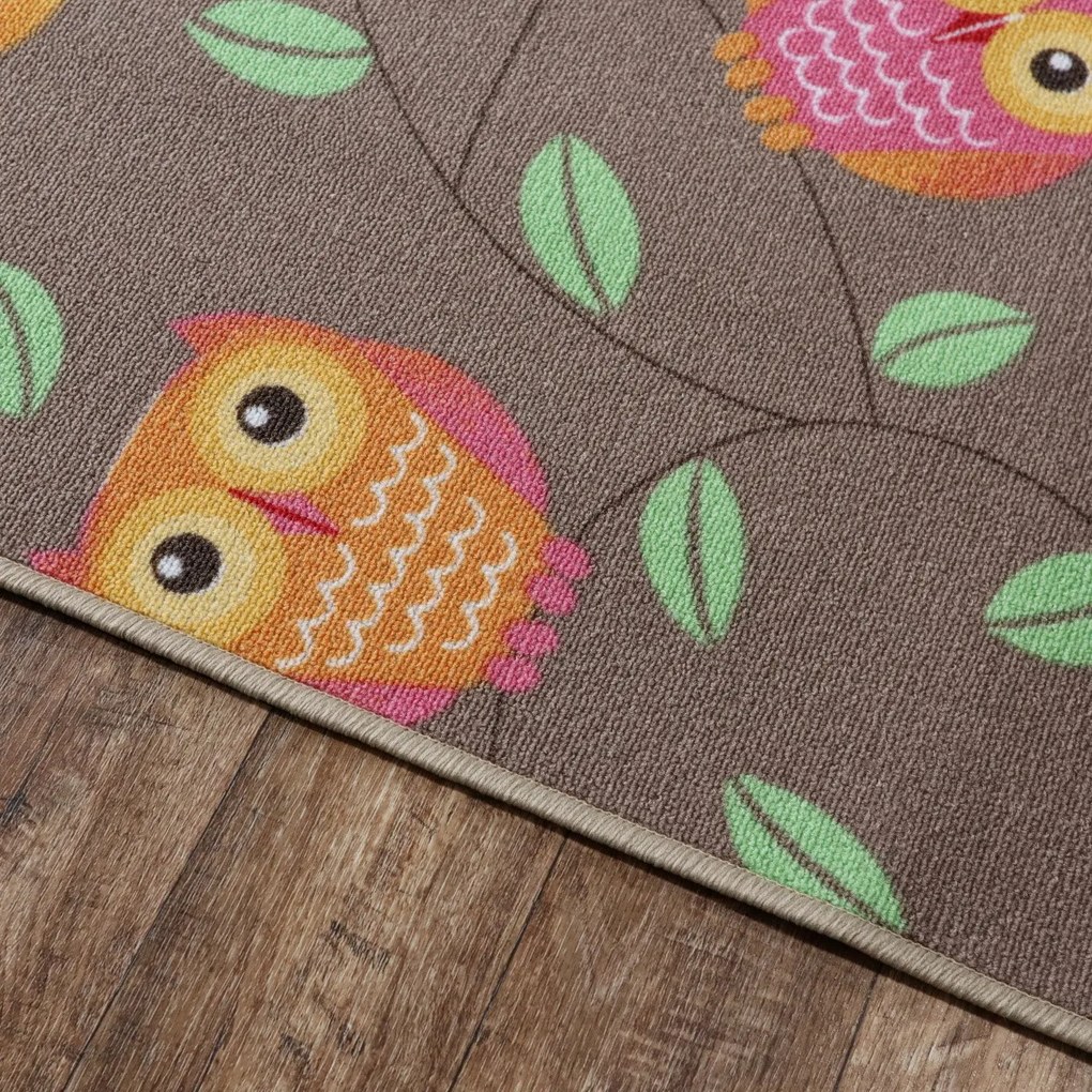 Detský kusový koberec Little Owls štvorec, 400x400, hnedá, detská izba, AladinWorld Expres
