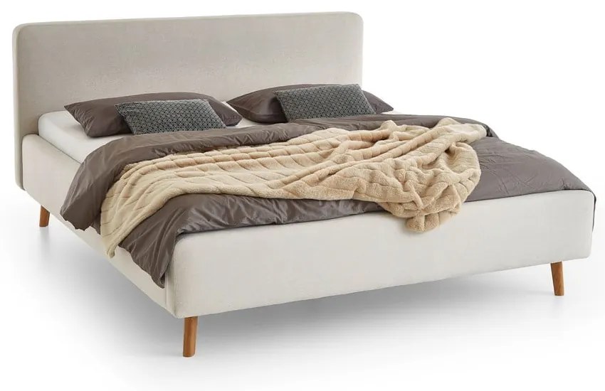 Krémovobiela čalúnená dvojlôžková posteľ bez roštu 160x200 cm Mattis – Meise Möbel