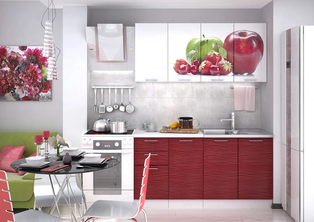 VerDesign, ARTEMIS APPLE 160, biely lesk/červený lesk/jablko
