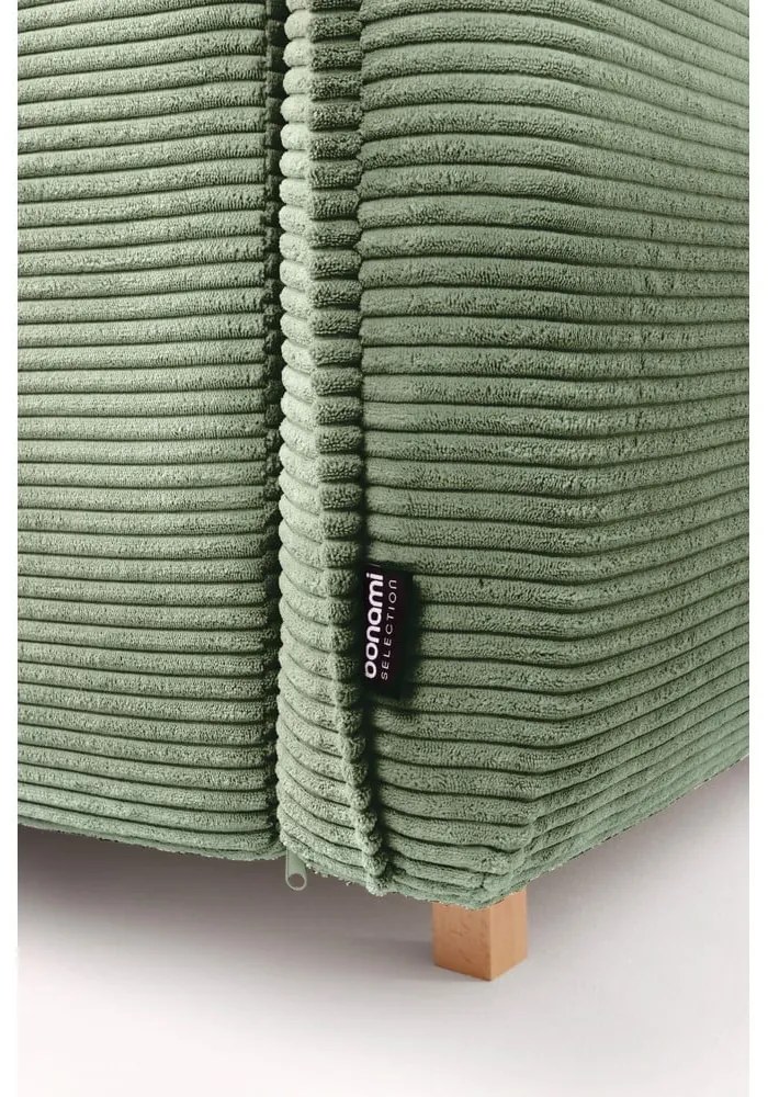 Svetlozelená menčestrová rozkladacia rohová pohovka (ľavý roh/do tvaru "U") Tori – Bonami Selection