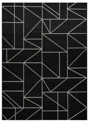 Koberec SIZAL FLOORLUX 20605 geometrický - čierny / strieborný
