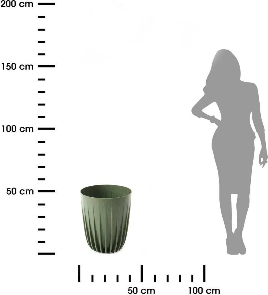 Květináč STRIPPED Eco Wood 39x46,3 cm zelený