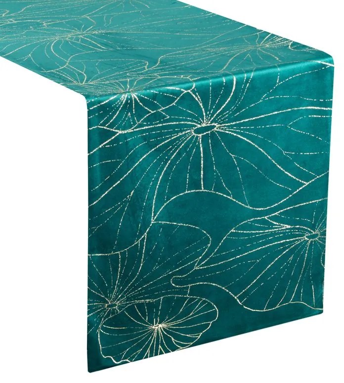 Dekorstudio Elegantný zamatový behúň na stôl BLINK 18 tmavotyrkysový Rozmer behúňa (šírka x dĺžka): 35x180cm
