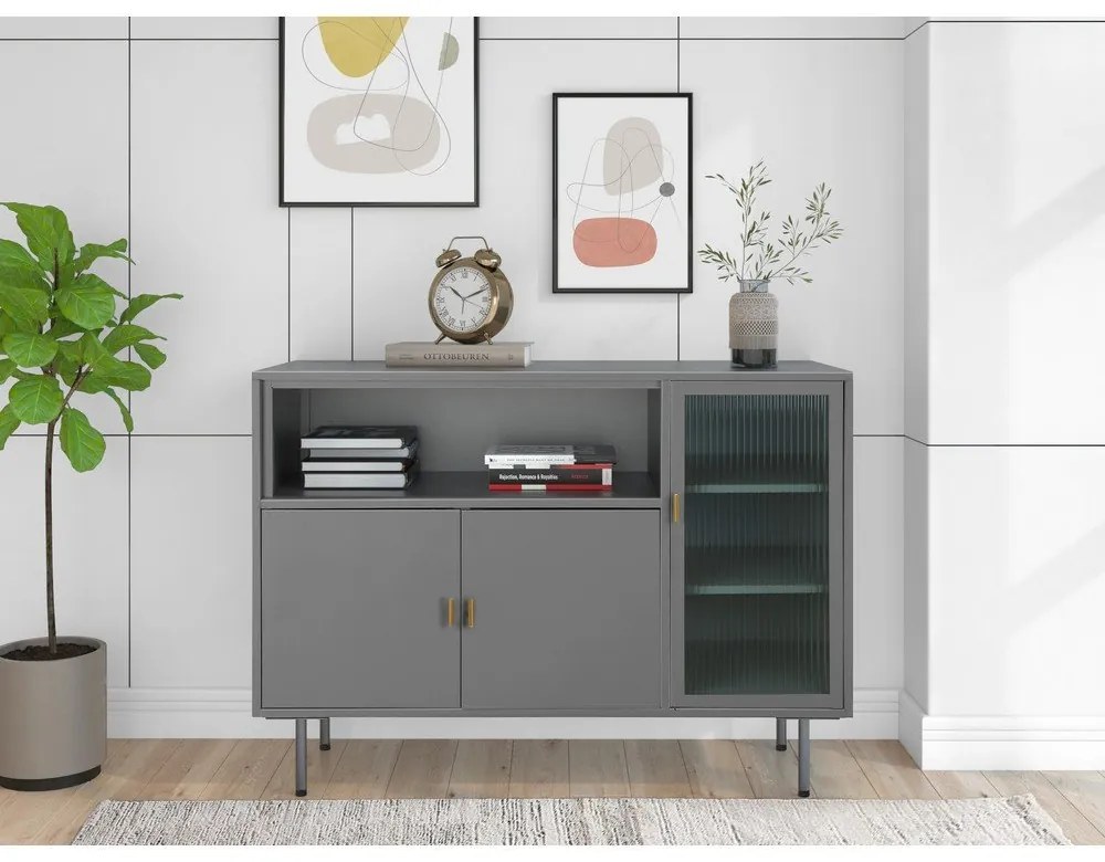 Sivá kovová vitrína 104x80 cm Rosalie – Støraa