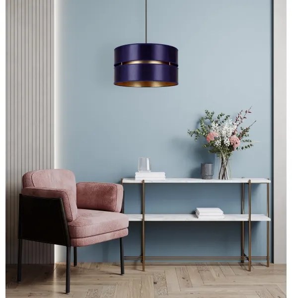 Duolla - Luster na lanku DUO 1xE27/15W/230V pr. 40 cm modrá/zlatá