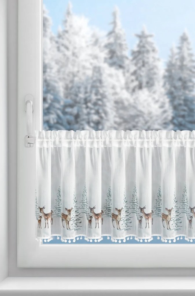 KRÁTKA VIANOČNÁ ZÁCLONA NA PÁSKE XMAS18 150X40 CM VZOROVANÁ