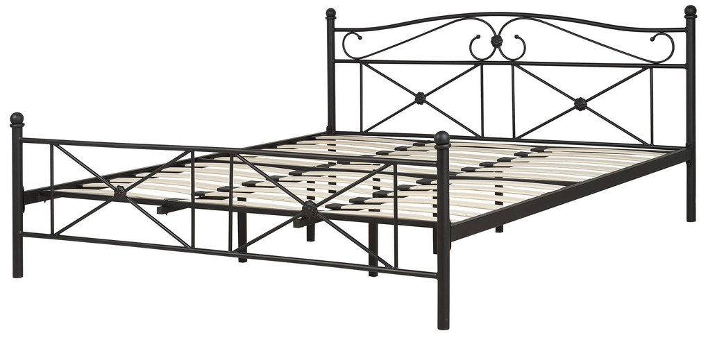 Čierna kovová posteľ s rámom 180 x 200 cm  RODEZ Beliani