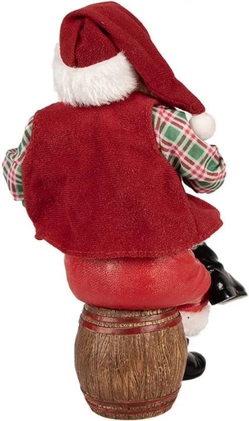 Červená vianočná dekorácia figúrka Santa Claus s pivom - 13*13*24 cm