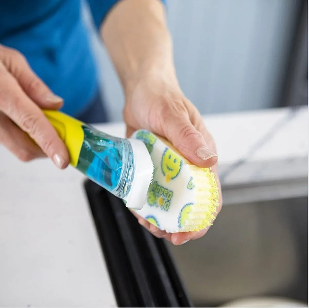 Houbička na nádobí s rukojetí a dávkovačem jaru SCRUB DISH DADDY