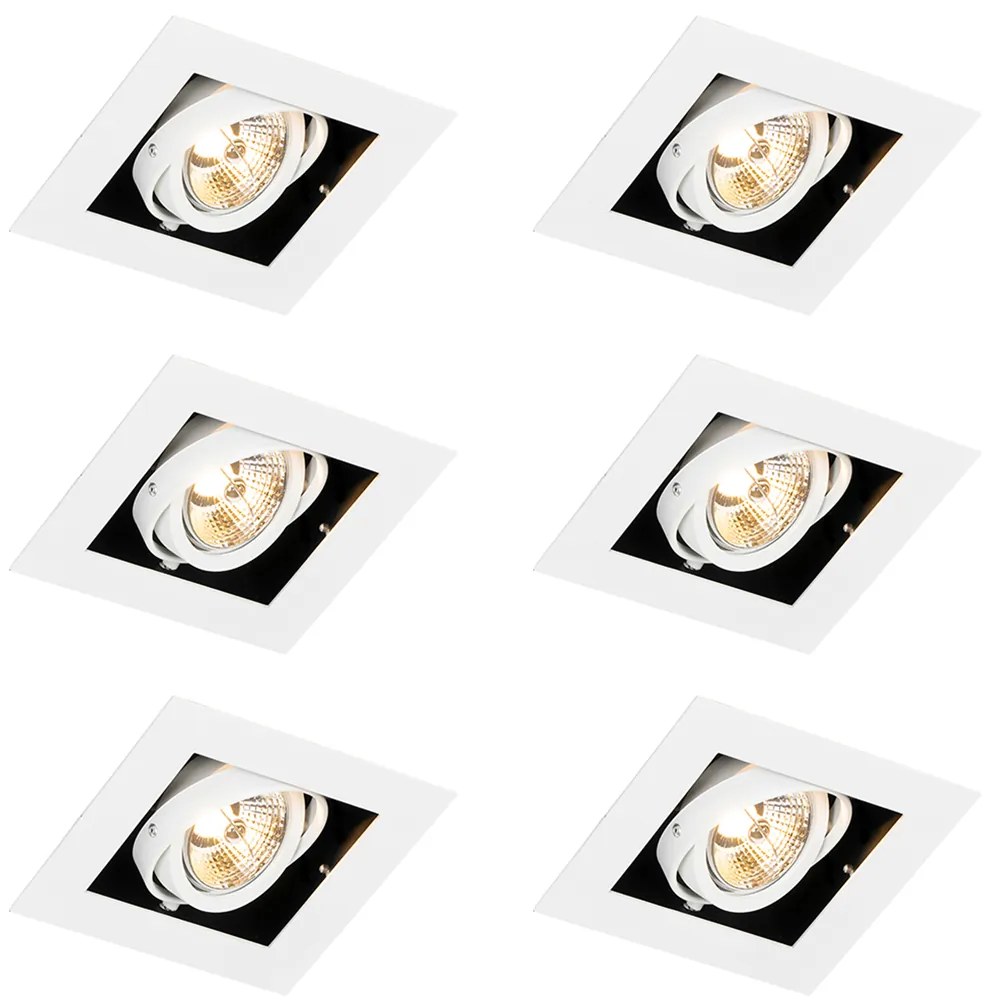 Sada 6 moderných zapustených bodových svetiel biela nastaviteľná - Oneon 70