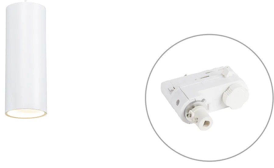 Dizajnové závesné svietidlo biele vrátane adaptéra na lištu 3-fázové - 3-Phase Tubo