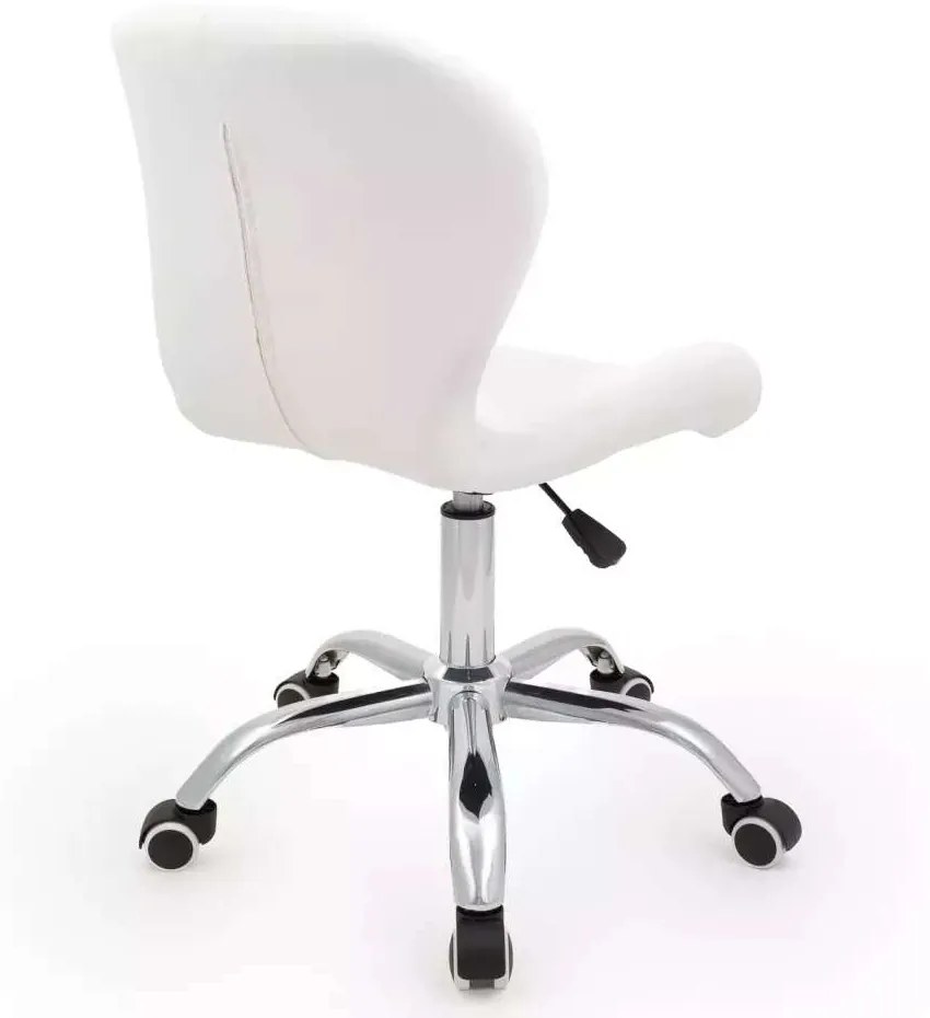 LuxuryForm DESIGN Stolička LIVIO na striebornej podstave s kolieskami - biela