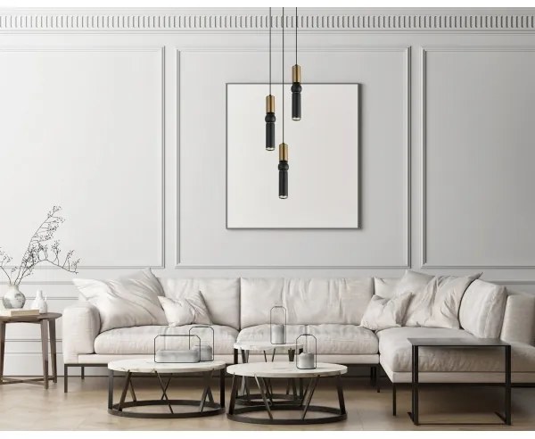 ITALUX PND-14290-3-BRO-BK - Luster na lanku ISIDORA 3xGU10/25W/230V čierna/bronz