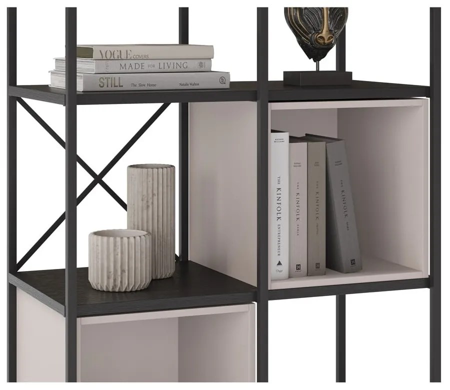 Čierno-krémová knižnica 71x179 cm Anya – Marckeric