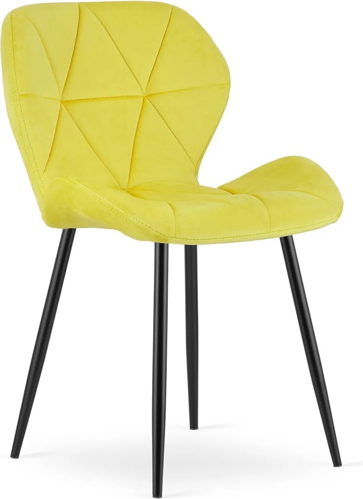 Jedálenská stolička MANGO VELVET s čiernymi nohami, žltá