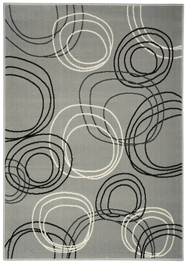 Kusový koberec Circles grey, 160x230, šedá, chodba / predsieň, Alfa Carpets