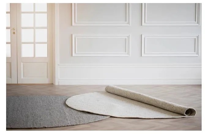 Sivý vlnený okrúhly koberec ø 250 cm Auckland - Rowico