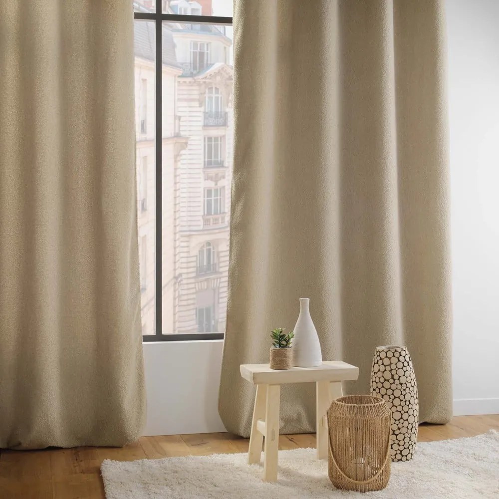 Béžový záves z materiálu buklé 140x240 cm Wooly – douceur d'intérieur