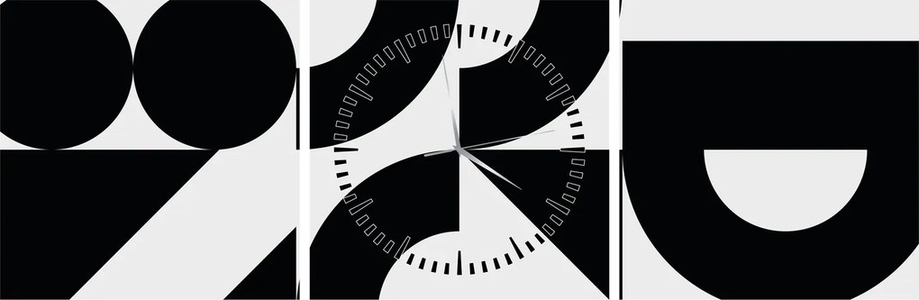 Obraz - Geometrická abstrakcia N⁰2 (s hodinami) (90x30 cm)